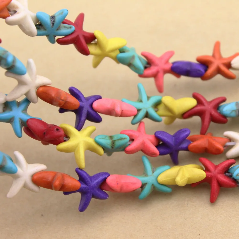 

Approx.40pcs /pack 1.4cm*1.4cm Colored Starfish Loose Created Spacer Seed Beads Semi Precious Stones DIY Jewelry F1353