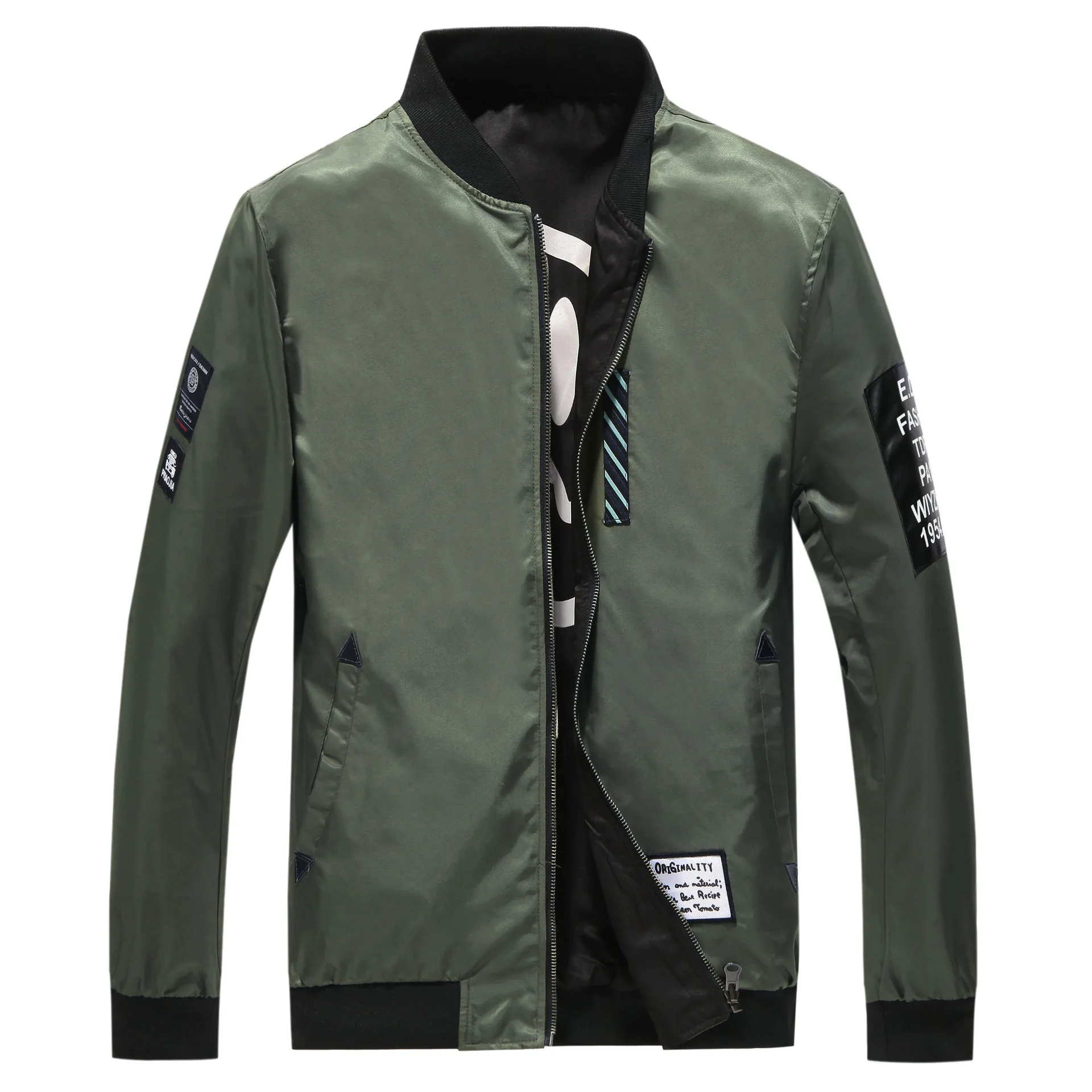 Мужская Двухсторонняя куртка с вышивкой CHUQING Тонкая Повседневная большого