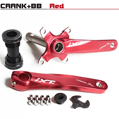 CRANK with BB Red IXF BCD104 мм ЧПУ untralight велосипед шатун MTB/шатун для дорожного велосипеда набор с BB 6 цветов Кривошип для велосипеда Дешевые DH Кривошип группа - Цвет: CRANK with BB Red