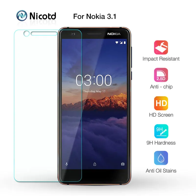 Защита экрана для Nokia 3 1 Nicotd 2.5D Закаленное стекло закаленное Nokia3.1 2018 Защитная