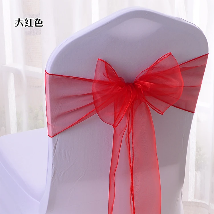 100 PCS New Organza Fabric Chair Sashes Bow Wedding And Events Supplies Party Decoration Free Shipping  Дом и