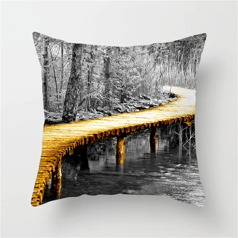 

Fuwatacchi Beautiful Scenery Style Cushion Cover Sailboat Bridge Style Pillow Cover For Car Home Room Decorative Pillowcase