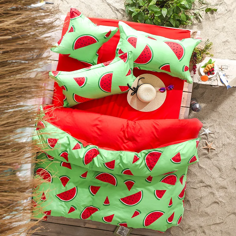 

strawberry watermelon pineapple fruit bedding set 3/4pcs fruit bed linen duvet cover set pillowcases Bedclothes