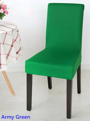 

Army Green Colour Spandex Lycra Chair Cover Fit For Square Back Home Chairs Wedding Party Home Dinner Decoration Half Cover
