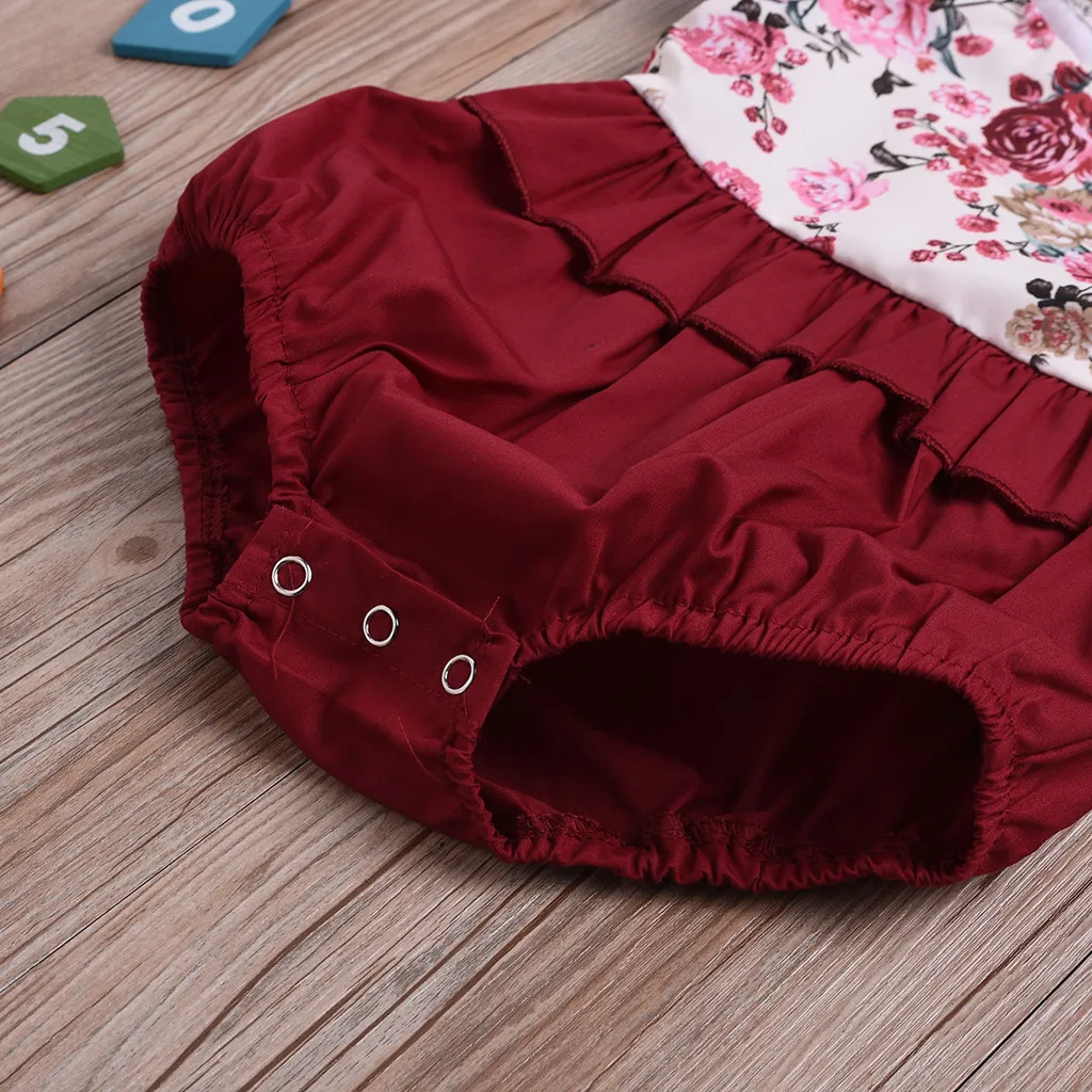 2019 Multitrust Brand Toddler Baby Little Big Sister Matching Girl Floral Romper Party Dresses Christmas Summer Red Sunsuit W614 | Детская