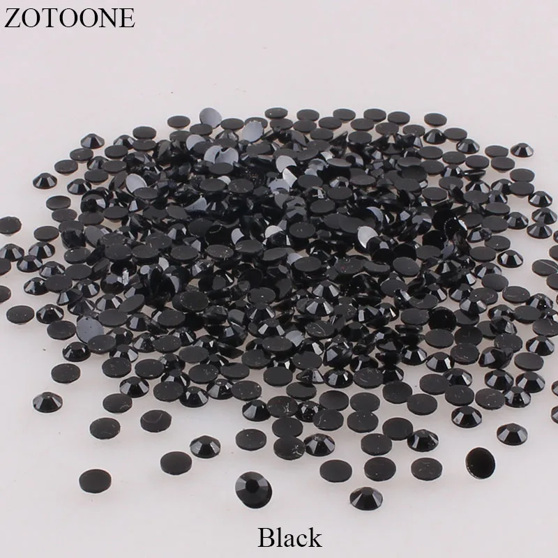 ZOTOONE 1000 шт Плоские с обратной стороны Стразы для дизайна ногтей из смолы, черные стразы, стразы для одежды, аксессуары для дизайна ногтей