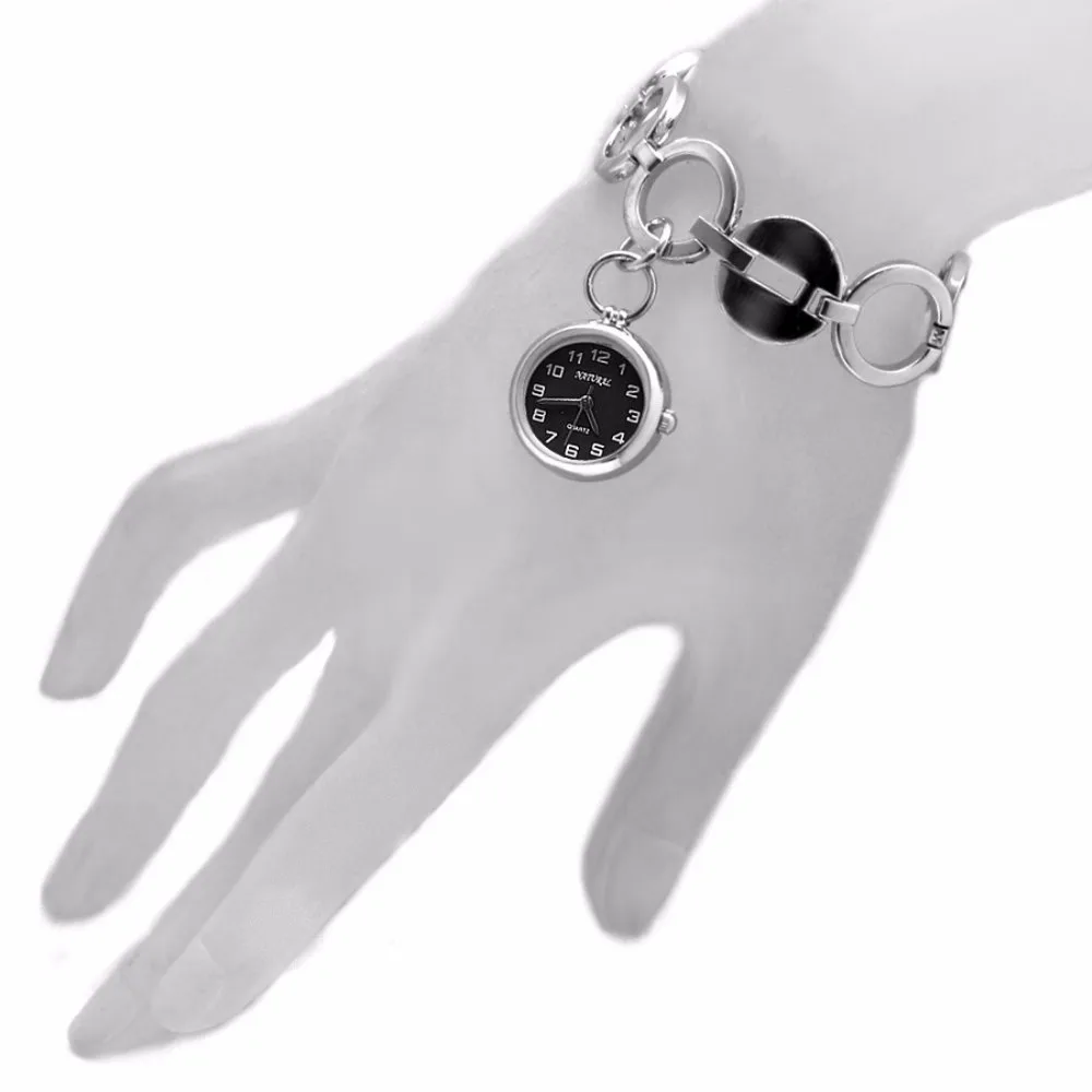 

ALEXIS FW605B PNP Shiny Silver Watchcase Black Dial Ladies Women Bracelet Watch