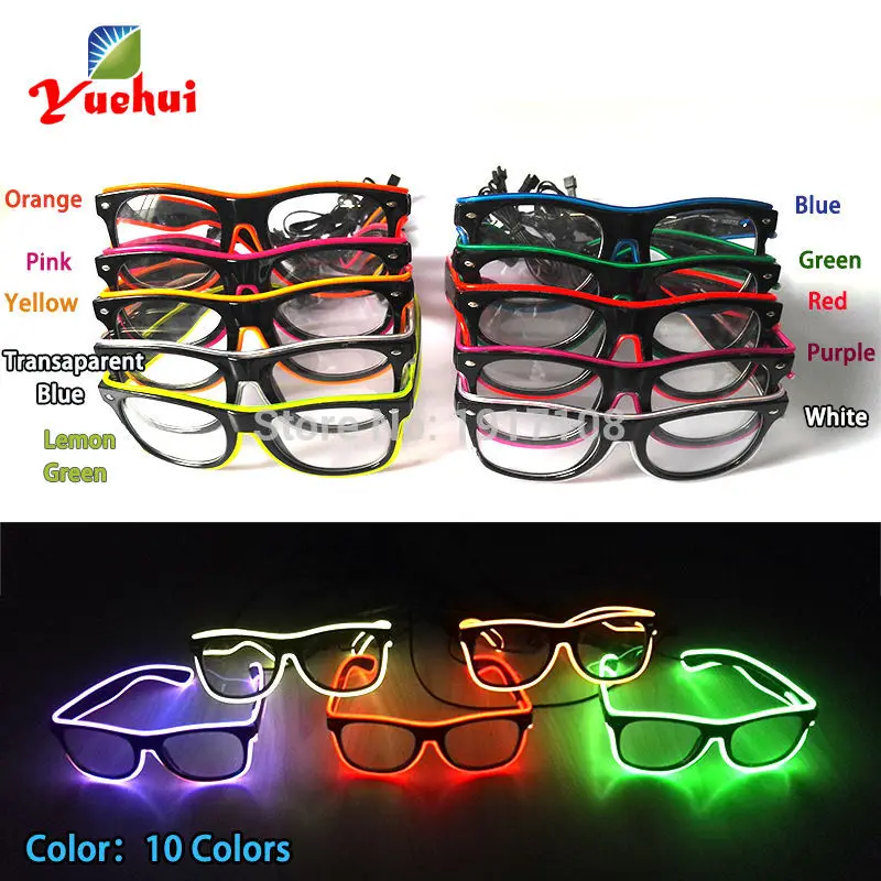 Мигающие светодиодные очки EL wire светящиеся декоративные красочные для вечеринки