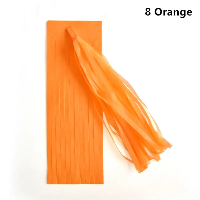8 orange 5 шт. 14 дюймов гирлянда из папиросной бумаги с кистями для свадебного украшения Diy Висячие на день рождения Вечеринка Детский душ вечерние принадлежности 35 см - Цвет: 8 orange