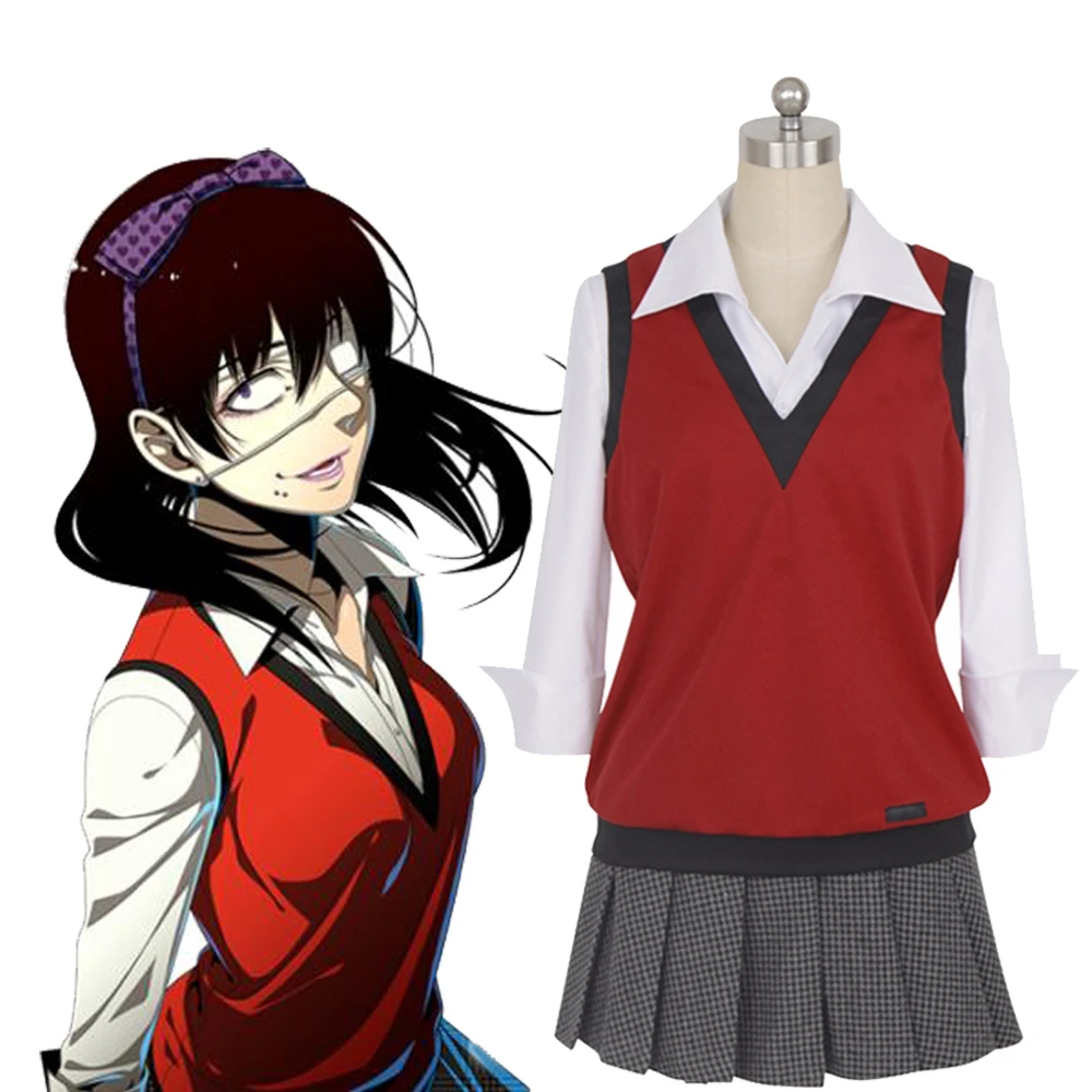 

Anime Kakegurui Compulsive Gambler Midari Ikishima Cosplay Costume Japanese School Uniform Vest Dress Women Halloween JK Uniform
