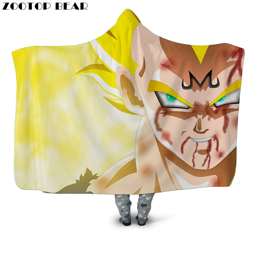 HB126X Супер Saiyan одеяло с капюшоном плюшевые пальто для взрослых мальчиков аниме 3D принт Dragon Ball модные домашние мягкие офисные одеяла носимые постельные принадлежности - Цвет: HB126X