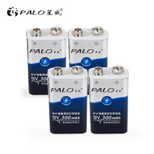 4 шт. перезаряжаемые батарейки 6LR61 6F22 006p 9V nimh 300 мАч|rechargeable battery|nimh