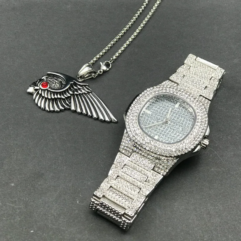 Мужские роскошные золотые ювелирные изделия в стиле хип хоп стильные часы