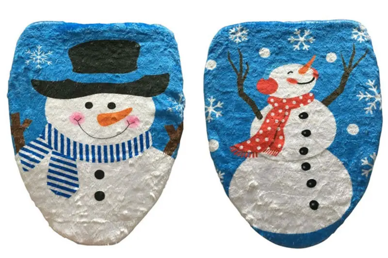 1 шт. чехол для унитаза с синим небом счастливым белым снеговиком на новый год