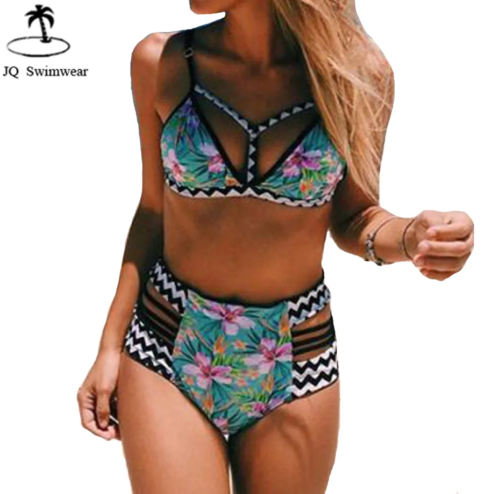 Новинка 2019 винтажный Ретро купальник с высокой талией бикини цветочный