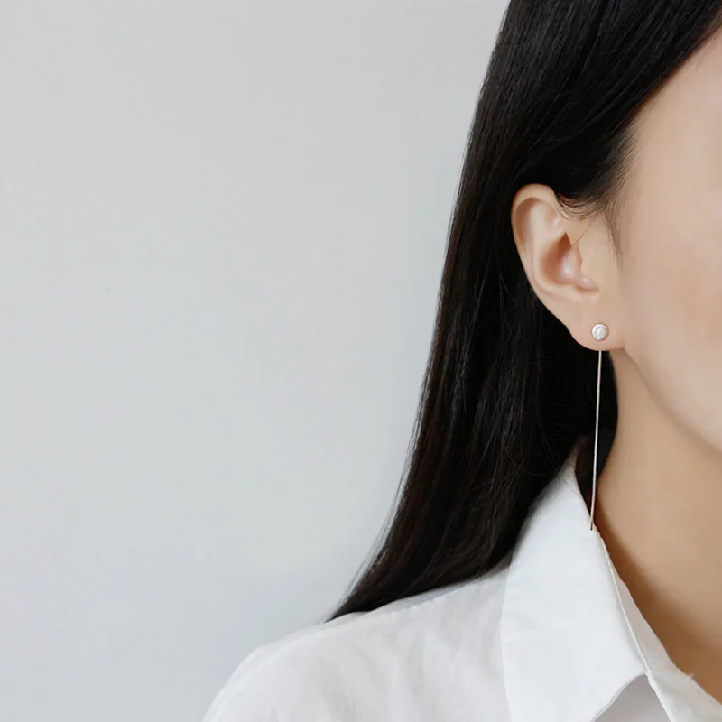 New Simple Punk Geometric 925 Sterling Silver Chain Tassels Ear Jewelry Drop Earrings Vintage Long Earring | Украшения и