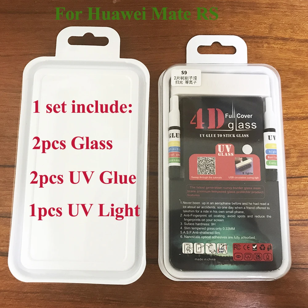 

10set Nano Liquid Full Glue Tempered Glass For Huawei Mate RS Screen Protector With Install Kit UV Glue Light