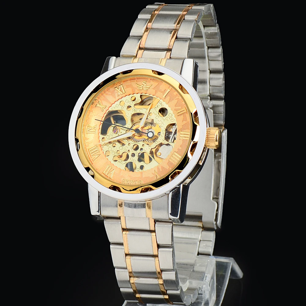 Top Brand Mens Full Steel Hand Wind Watch Classic wristwatches Steampunk Skeleton Mechanical Men Fashion Stainless | Наручные часы