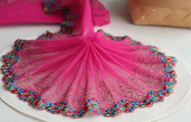 2yards/lot 7.49 дюйм(ов) широкий вышитый тюль Кружево отделкой сетки кружевной отделкой~ 2 цвета~ высокое качество