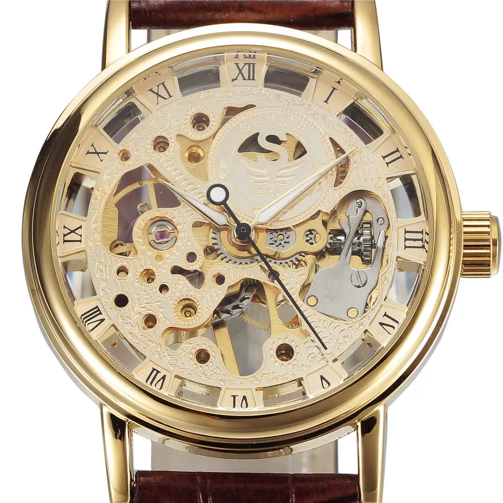 SEWOR руки Ветер механические часы Мужчины Скелет Спорт лучший бренд класса люкс