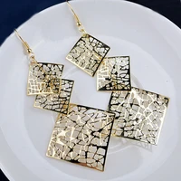 lnrrabc long dangle drop earrings hook hollow square gold color goldensilvery evening party earring fashion jewelry