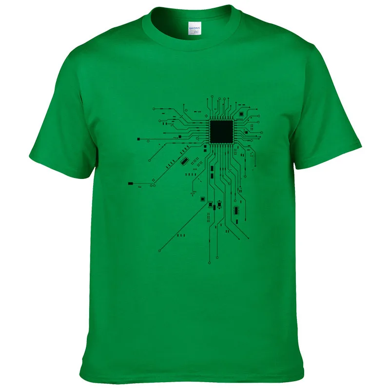 Green Cpu Core Heart Футболка мужская повседневная для компьютерщика, геймера PC Nerd Hacker летняя футболка с коротким рукавом хлопок футболки европейский размер - Цвет: Green