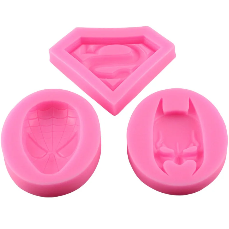 DIY Superman Spiderman Batman силиконовые формы 3D Ремесло Конфеты Fondant(сахарная) шоколадная форма маска для лица для дня рождения торт украшения инструменты