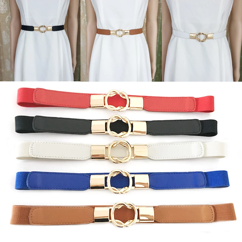 Эластичные ремни Женский трикотажный эластичный пояс для платьев металлический