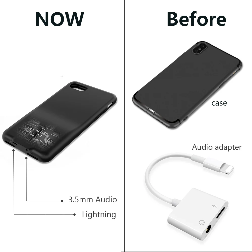 3 в 1 защитный чехол с одним Аудиоразъемом 5 мм и портом для зарядки Lightning iPhone X/8/7/8