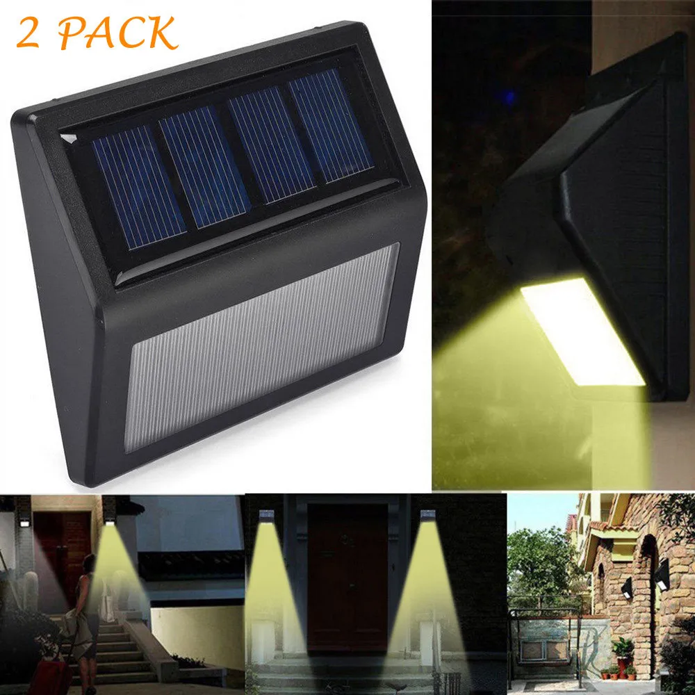 2 Pack Solar Optically Controlled Ligh LED Power Light Sensor Wall Garden Step Stair Deck Lights Lamp Drop Shipping | Освещение
