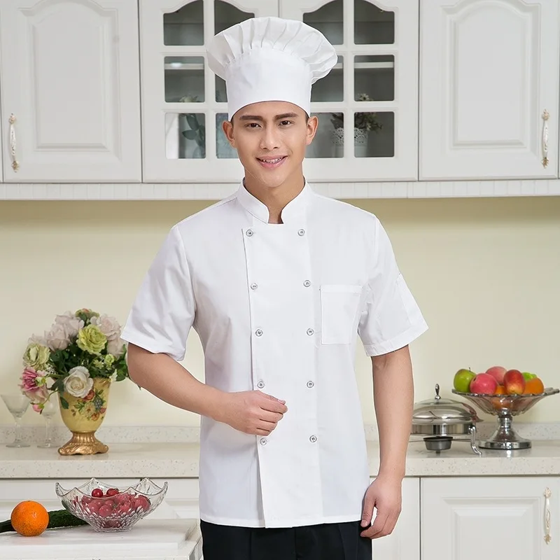 Отель повара КУРТКА с короткими рукавами Ресторан отеля столовая Форма торт