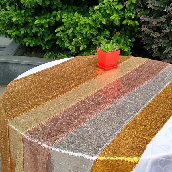 Luxury Gold Sequin Table Runner Wedding Party Decoration Solid Color Runners 30 x 180cm/30 * 275cm | Дом и сад
