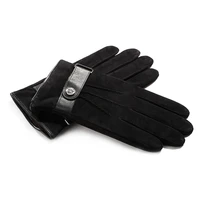 2018 new mens retro autumn and winter plus velvet gloves warm suede buckle sheepskin cold gloves mens black gloves 9007 5