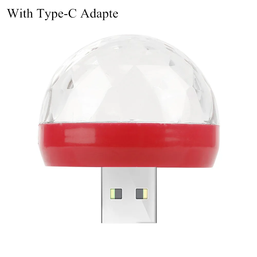 withType-C Adapte Горячий мини USB сценический светильник светодиодный диско-светильник вечерние светильник s Портативный хрустальный магический шар красочный эффект сценический светильник dj светильник - Цвет: withType-C Adapte