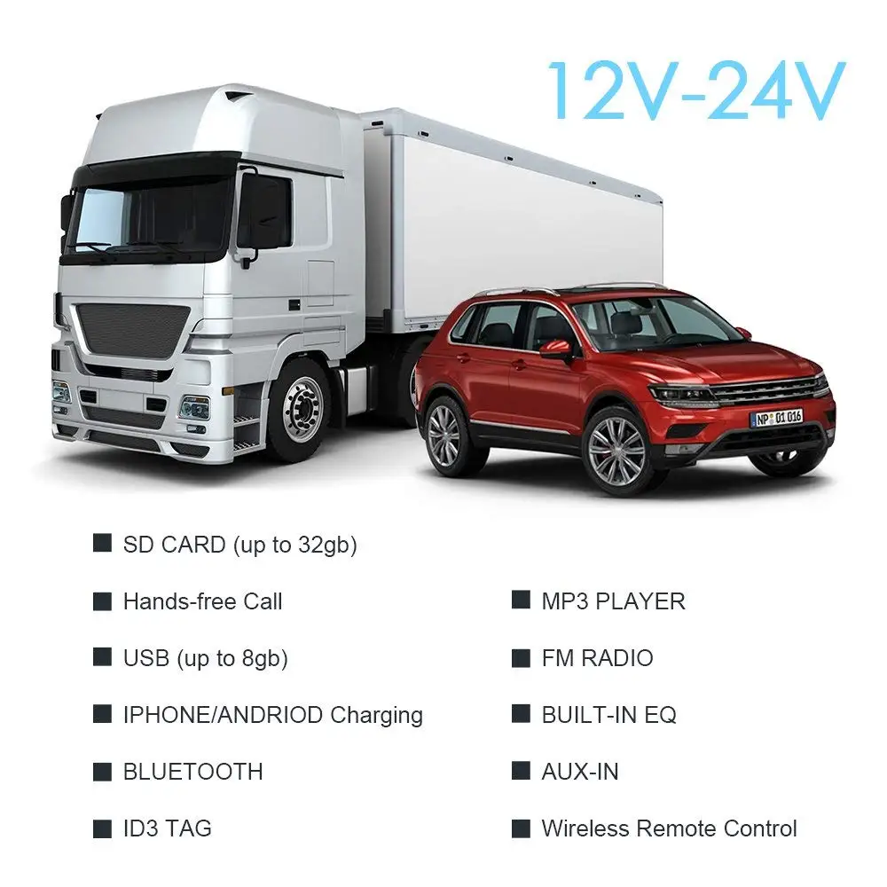 Автомобильное радио Bluetooth 1 din 12v автомобильный mp3 плеер 60wx4 мультимедийный с