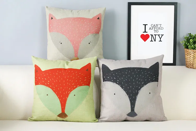 Скандинавские Мультяшные животные подушки Happy Bear Fox белье наволочки диванные