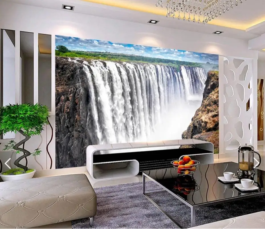 

3D Forest Waterfall Mural Wall Papers for Walls Wallpaper Nature Canvas HD Photo Wallpapers Contact Paper Decoration Mural