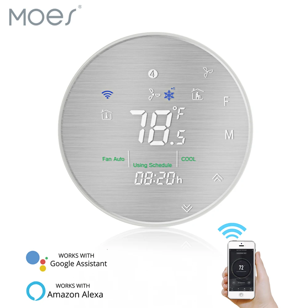Программируемый термостат Moes Smart WiFi металлическая матовая панель дистанционное