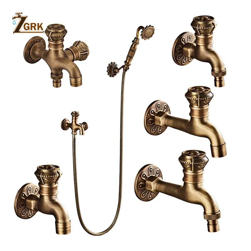 

Смеситель ZGRK в стиле ретро, античный латунный настенный кран для стиральной машины, швабры, раковины, наружный садовый смеситель
