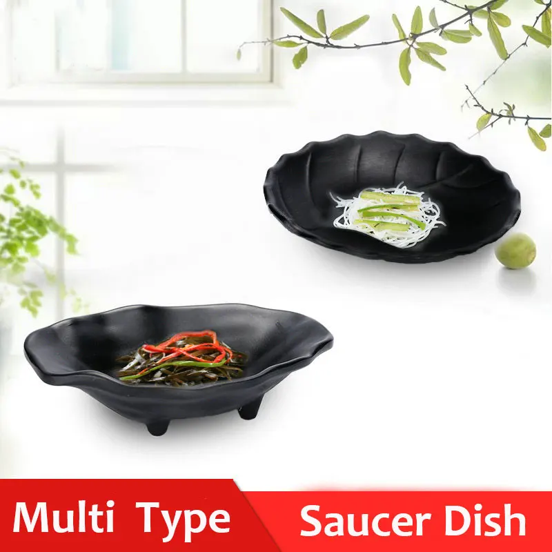 Black Melamine Butter Dish Tableware KTV Snack Japanese Sushi Condiment Seasoning Soy Sauce Plate Restaurant Serving | Дом и сад