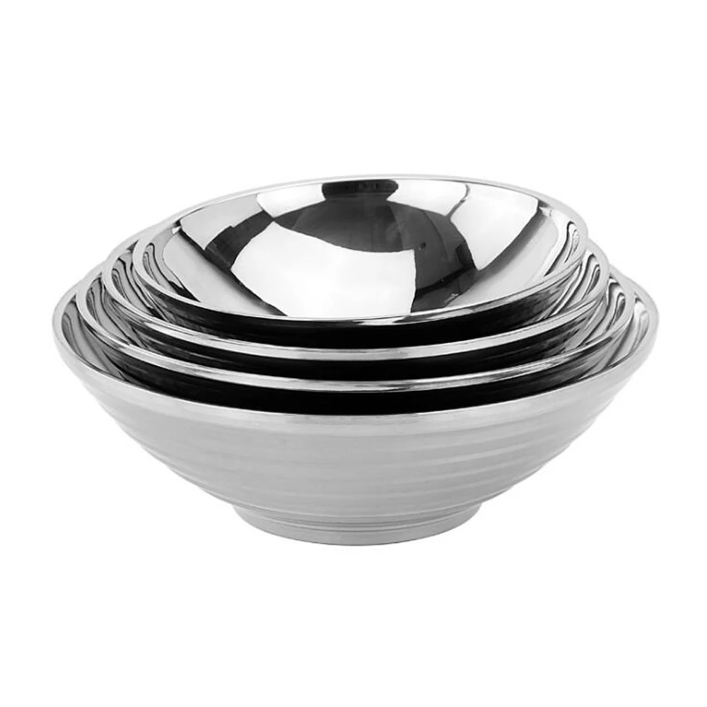304 миски из нержавеющей стали с резьбой Рог bowl ramen изоляции защитой от ожогов