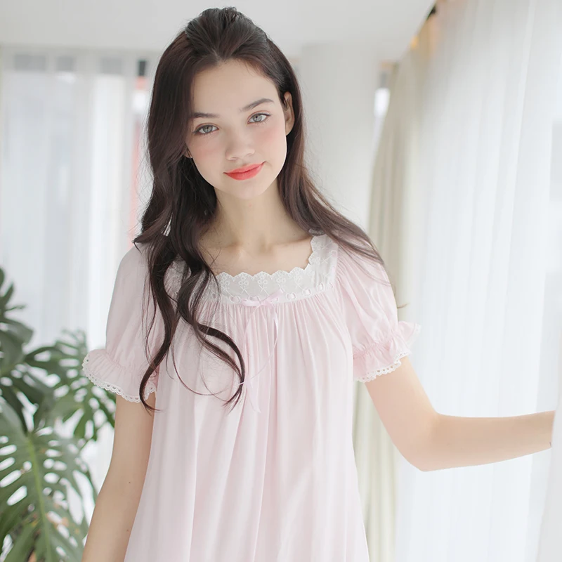 Бесплатная Доставка 2017 Новый Принцесса Ночная Рубашка Длинные Голубые и Розовые