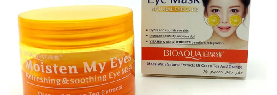 Увлажняющая маска для глаз Bioaqua с витамином С апельсина с натуральными экстрактами зеленого чая и апельсиновые патчи для глаз