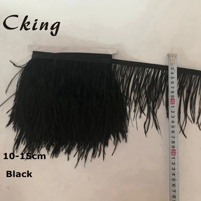 black 10 метров темно-зеленое перо отделка 10-15 см ширина страуса перо платье с бахромой швейный Материал карнавал рождественские украшения Ремесло - Цвет: black