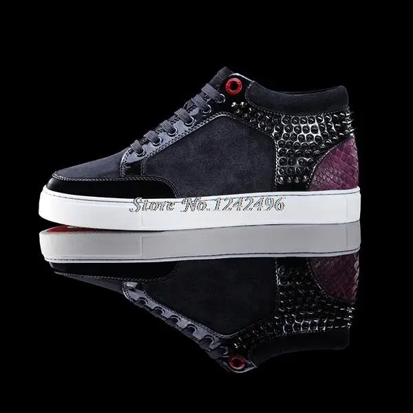 New royaums Famous brand shoes women outdoor snakeskin rivets decoration  High top women's casual shoes - купить по выгодной цене | AliExpress