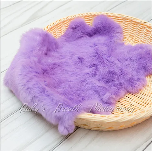 lilac Натуральный окрашенный мех кроличий мех новорожденный реквизит меховое одеяло корзина наполнитель позирует ткань много цветов - Цвет: lilac
