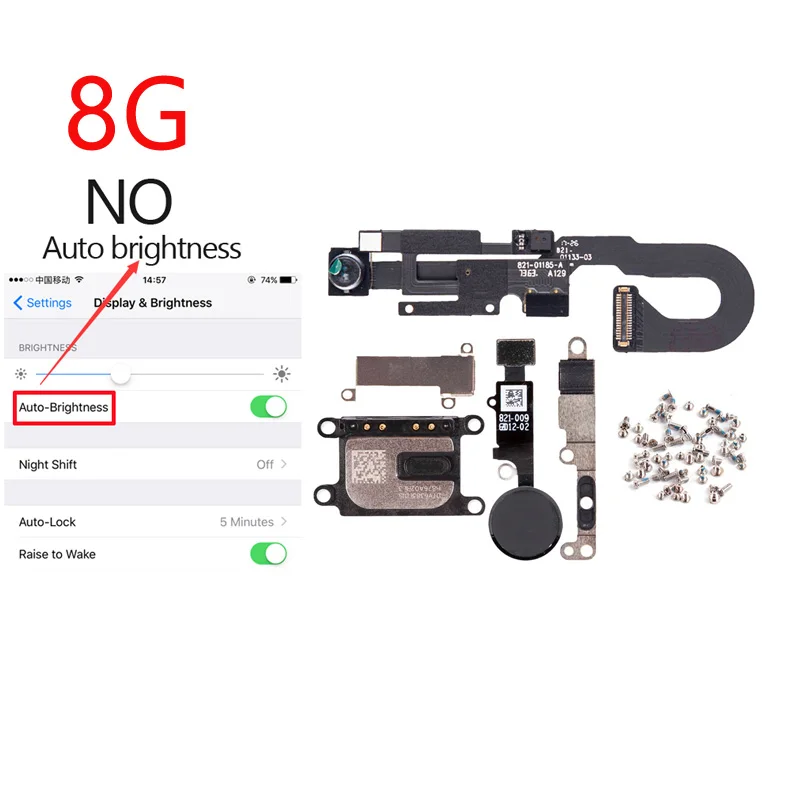 8G Black No brightne 1 комплект для iphone 8G 8 Plus кнопка Home flex+ датчик приближения фронтальной камеры+ наушник+ Полный Винты+ наушник металлические запасные части - Цвет: 8G Black No brightne