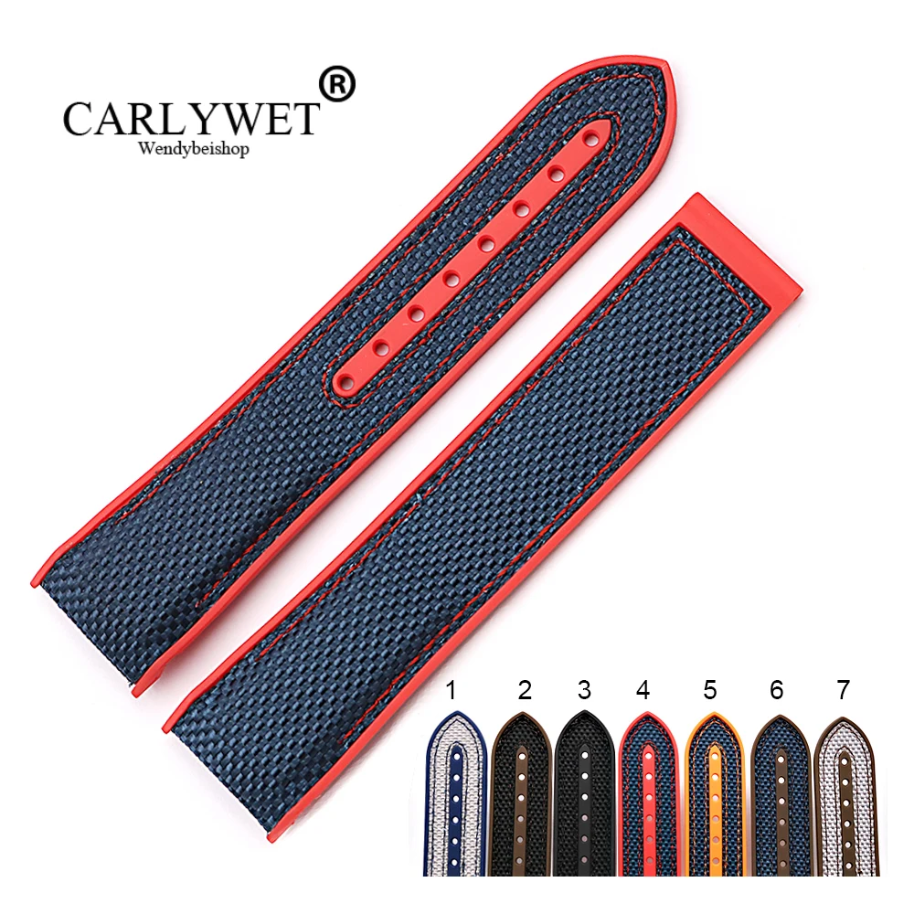 CARLYWET 20 22 мм Оптовая Продажа резиновый силикон с нейлоновой заменой ремешок для