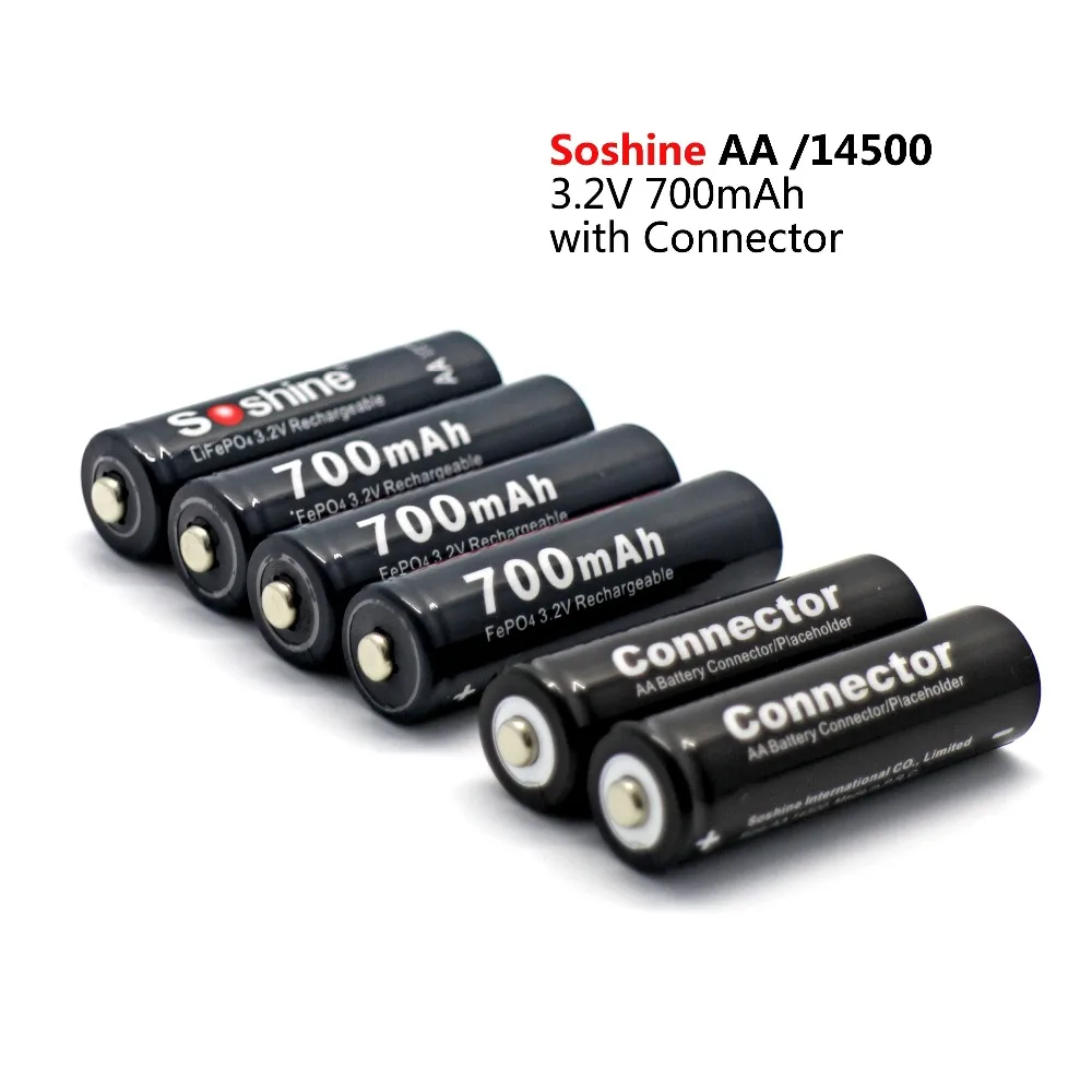 Soshine 4 шт 3 2 V 700mAh LiFePO4 батарея AA 14500 Recargables с чехлом батареи | Электроника
