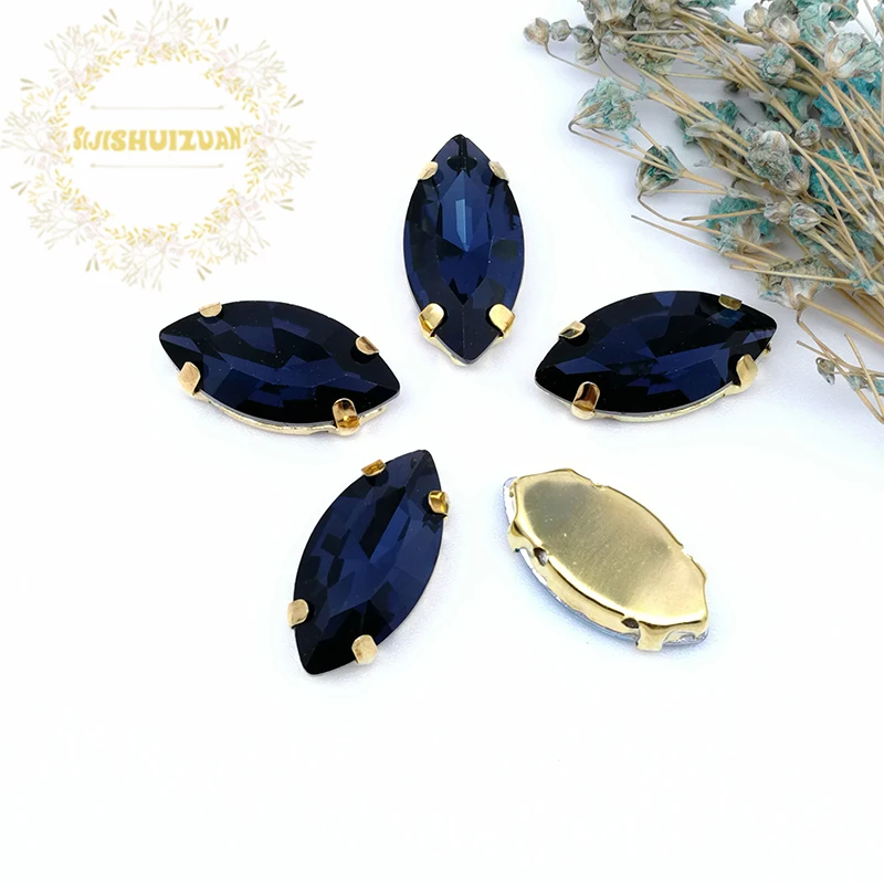 Стразы в классическом стиле стеклянные стразы форме конского глаза с золотым